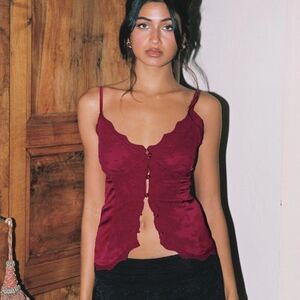 Princess Polly Burgundy Lace Trim Top